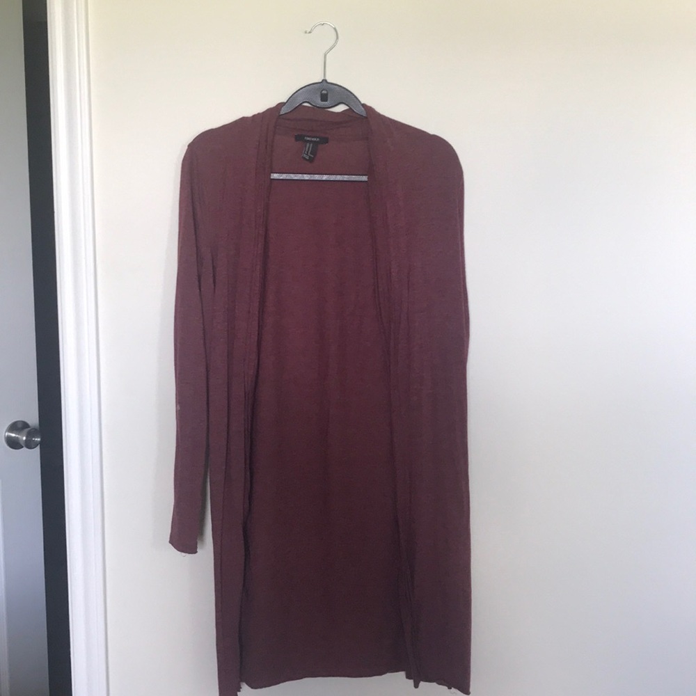 maroon cardigan